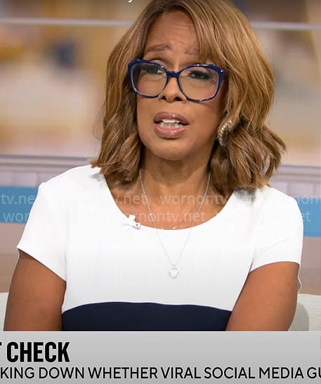 Gayle King's black and white colorblock dress on CBS This Morning