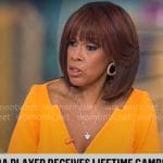 Gayle King's orange v-neck dress on CBS Mornings