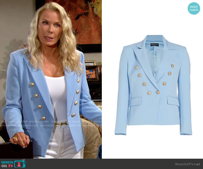Generation Love Delilah Crepe Blazer in Azure worn by Brooke Logan (Katherine Kelly Lang) on The Bold and the Beautiful