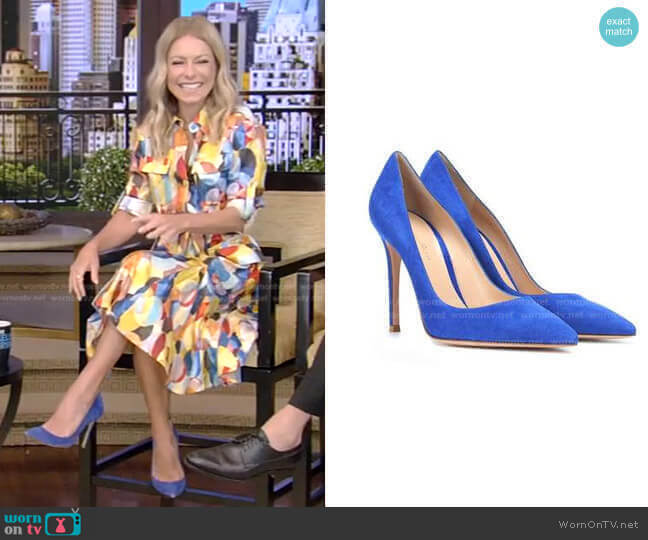 by Gianvito Rossi Suede Pumps worn by Kelly Ripa on Live with Kelly and Ryan