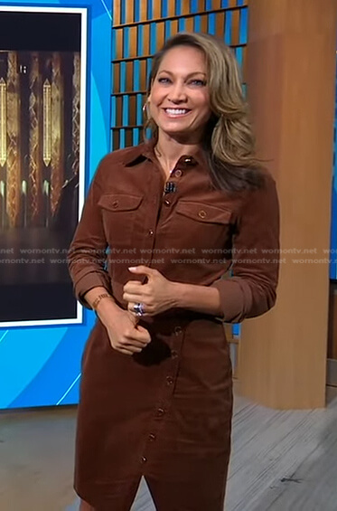 Ginger’s brown shirtdress on Good Morning America