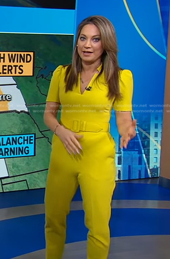 Ginger's yellow belted jumpsuit on Good Morning America