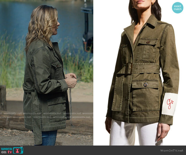 Golden Goose Distressed Cotton Canvas Field Jacket worn by Erin (Alicia Silverstone) on American Horror Stories
