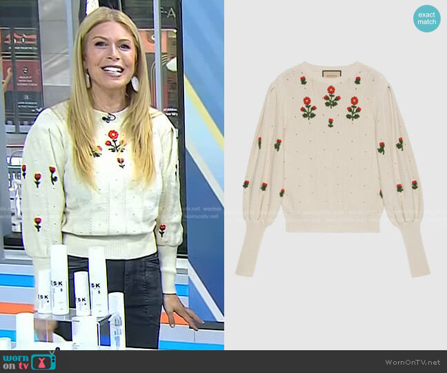 Gucci Floral Wool and Cotton Knit Sweater worn by Jill Martin on Today