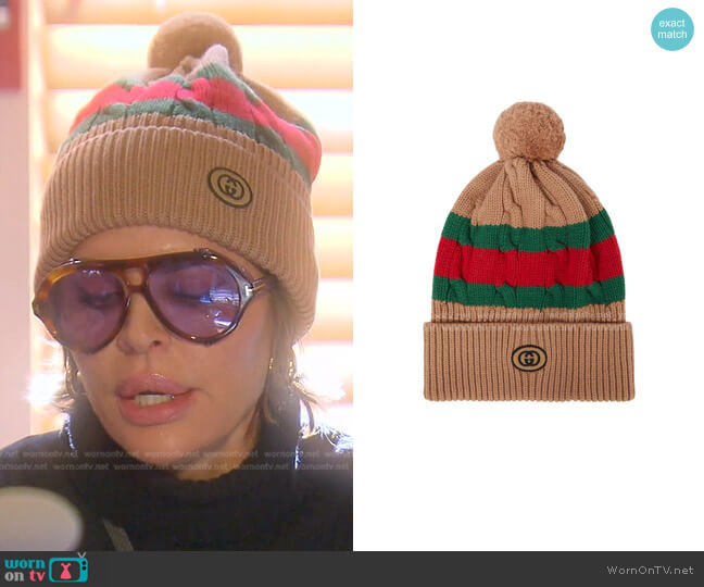 Gucci Striped Wool Beanie worn by Lisa Rinna on The Real Housewives of Beverly Hills