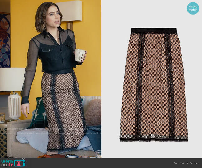 Gucci GG Net Skirt with Lace Trims worn by Rachel Friedman (Alexandra Turshen) on Partner Track