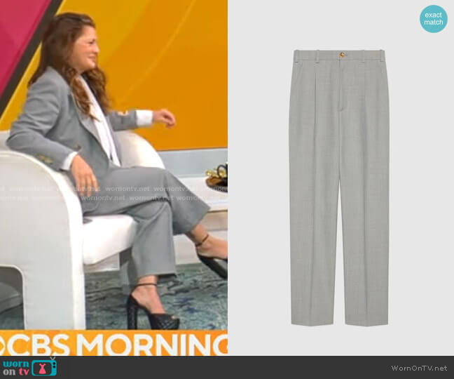 Gucci Sharkskin wool pant worn by Drew Barrymore on CBS Mornings