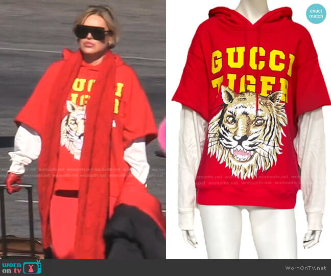 Gucci Tiger Sleeve Hoodie worn by Diana Jenkins on The Real Housewives of Beverly Hills