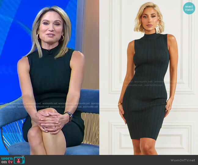 Guess Zoe High Neck Sweater Dress worn by Amy Robach on Good Morning America