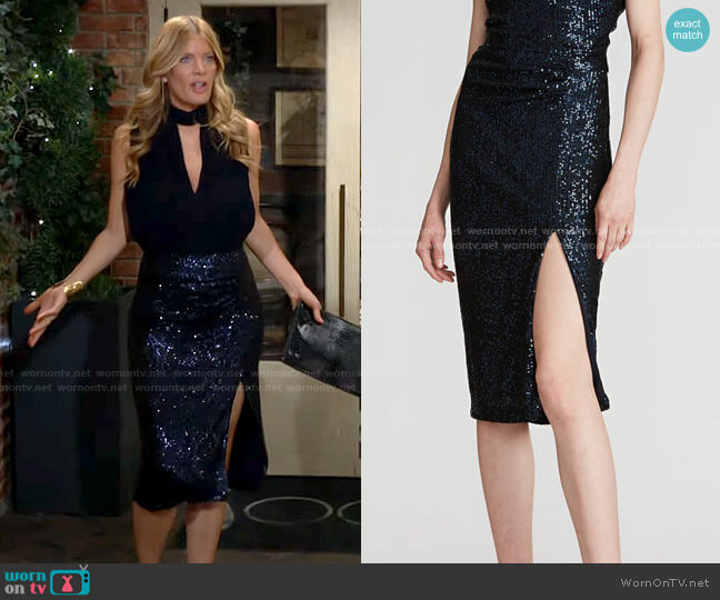 Halston Aiden Sequin Skirt worn by Phyllis Summers (Michelle Stafford) on The Young and the Restless