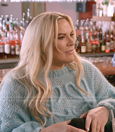Heather's blue knit sweater on The Real Housewives of Salt Lake City