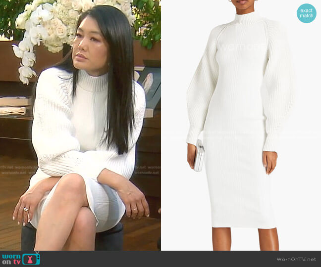 Herve Leger Ribbed-Paneled Stretch-Knit Midi Dress worn by Crystal Kung Minkoff on The Real Housewives of Beverly Hills