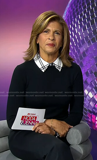 Hoda’s black plaid collared sweater on Today
