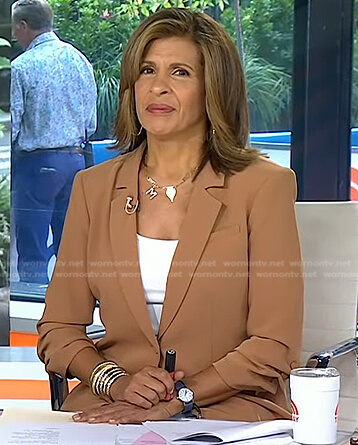 Hoda’s brown ruched sleeve blazer on Today