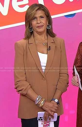 Hoda’s brown ruched sleeve blazer on Today