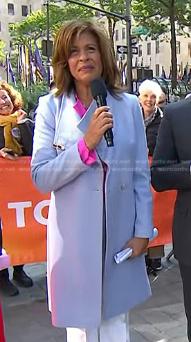 Hoda’s light blue wrap coat on Today