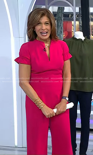 Wornontv Hoda S Pink Short Sleeve Jumpsuit On Today Hoda Kotb Clothes And Wardrobe From Tv