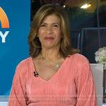 Hoda’s pink v-neck pleated top on Today
