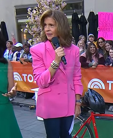 Hoda’s pink ruched sleeve blazer on Today