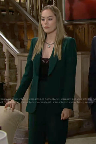 Hope’s green suit on The Bold and the Beautiful