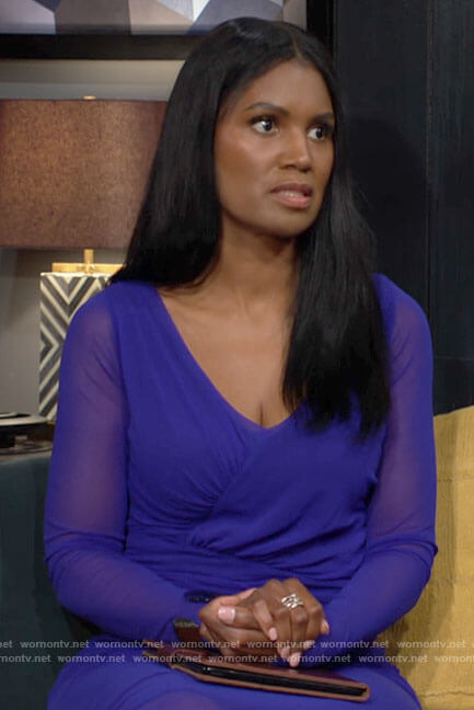 Imani’s blue mesh long sleeved dress on The Young and the Restless