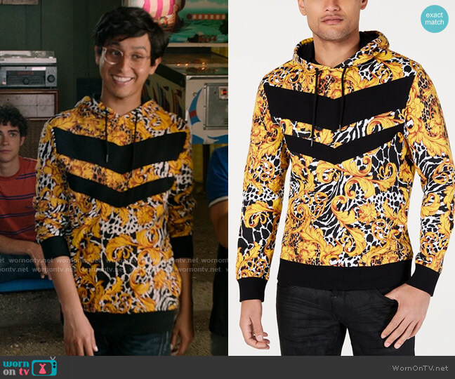 INC International Concepts Pieced Animal Print Hoodie worn by Carlos Rodriguez (Frankie A. Rodriguez) on High School Musical The Musical The Series