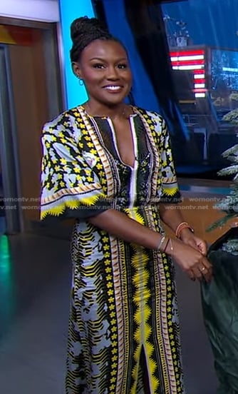 Janai’s mixed print midi dress on Good Morning America