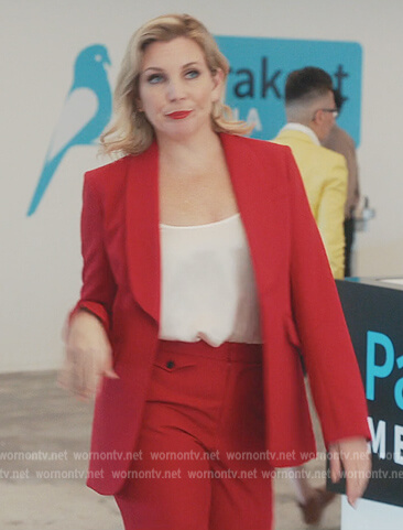 Jax's red blazer and pants on Everythings Trash
