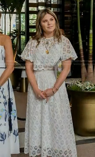 Jenna’s white scalloped lace top and skirt on Today