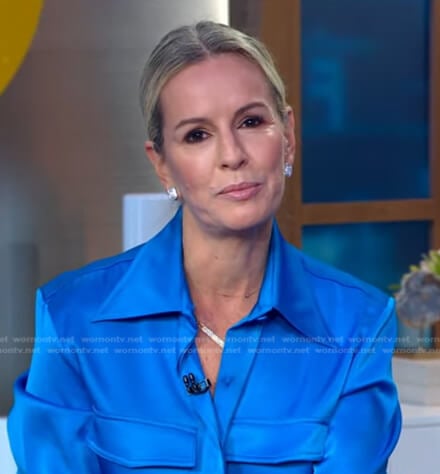 Jennifer’s blue satin crepe shirt on Good Morning America