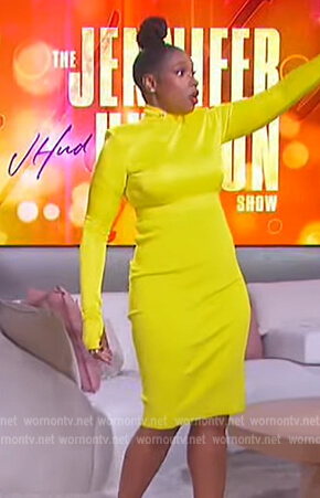 Jennifer's yellow midi skirt and pumps on The Jennifer Hudson Show