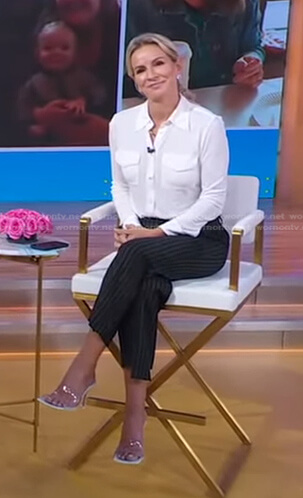 Jennifer’s asymmetric pinstripe pants on Good Morning America