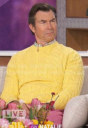 Jerry’s yellow cable knit sweater on The Talk