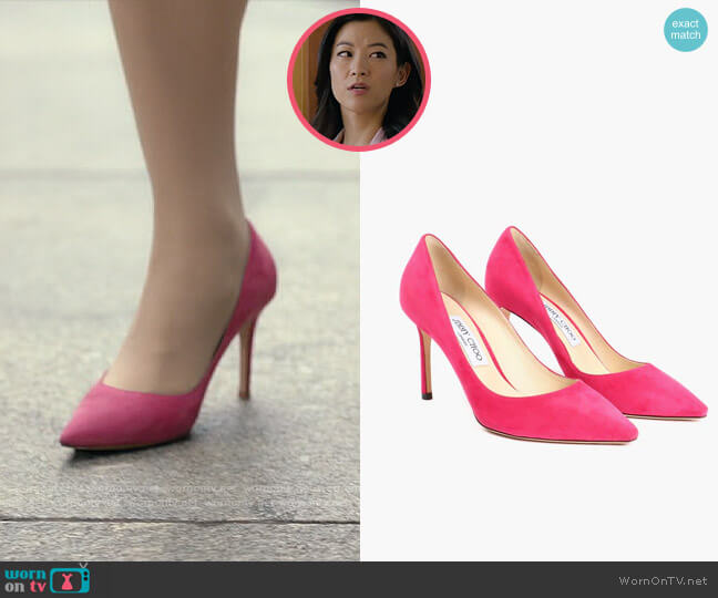 WornOnTV: Ingrid's pink suit and grey tote bag on Partner Track, Arden Cho