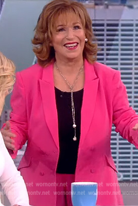 Joy’s pink ruched sleeve blazer on The View