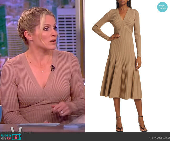 Jonathan Simkhai Melba Compact-Ribbed Midi-Dress worn by Sara Haines on The View