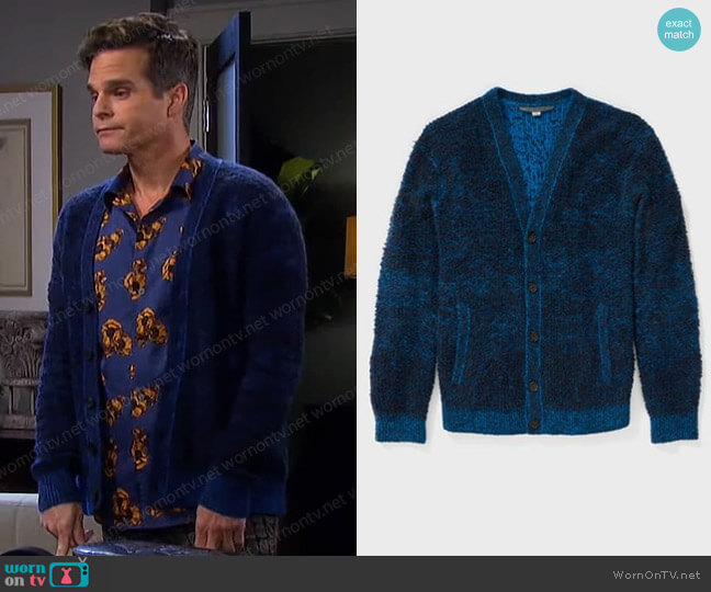 John Varvatos Easy Fit Cardigan Sweater worn by Leo Stark (Greg Rikaart) on Days of our Lives