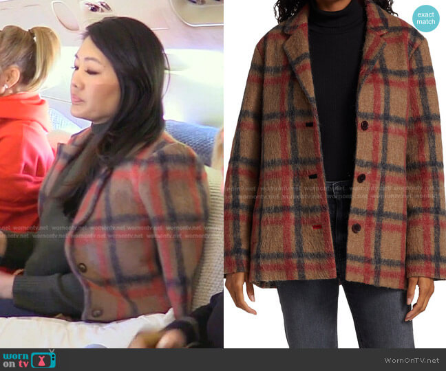 Jonathan Simkhai Standard Denim & Mohair Layered Coat worn by Crystal Kung Minkoff on The Real Housewives of Beverly Hills