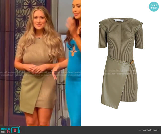 Jonathan Simkhai Gianina Vegan Leather Rib Knit Mini Dress worn by Rachel Recchia on Live with Kelly and Mark