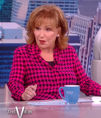 Joy’s pink houndstooth blouse on The View