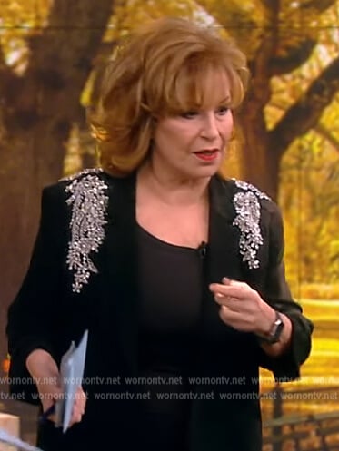 Joy's black crystal embellished blazer on The View