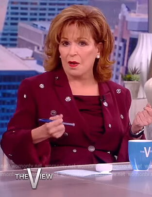 Joy’s maroon embellished blazer on The View