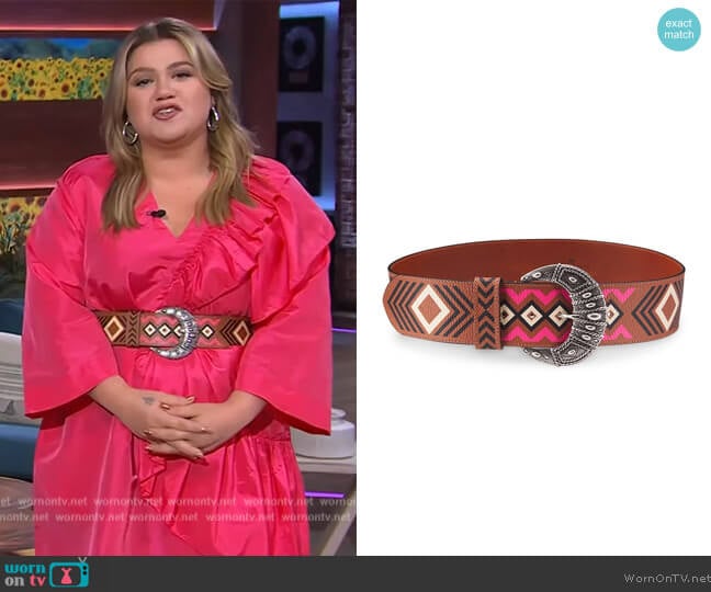 Etro Geometric Patterned Belt worn by Kelly Clarkson on The Kelly Clarkson Show