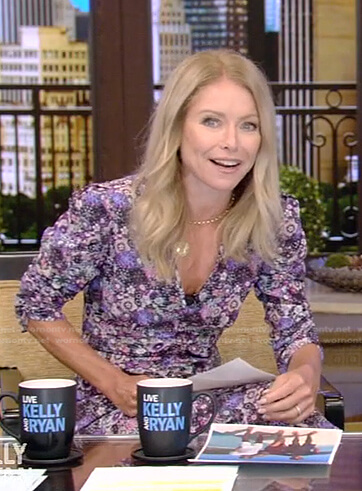 Kelly’s purple floral dress on Live with Kelly and Ryan
