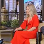 Kelly’s red flutter sleeve v-neck dress on Live with Kelly and Ryan