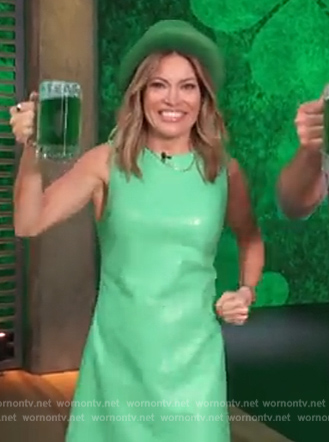 Kit’s green leather mini dress on Access Hollywood