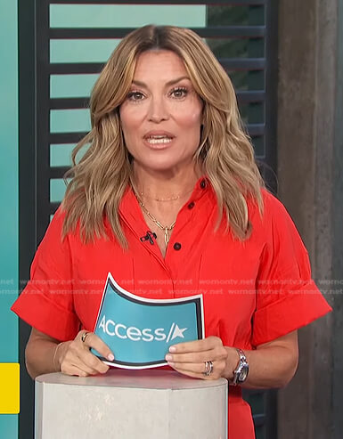 Kit’s red belted shirtdress on Access Daily