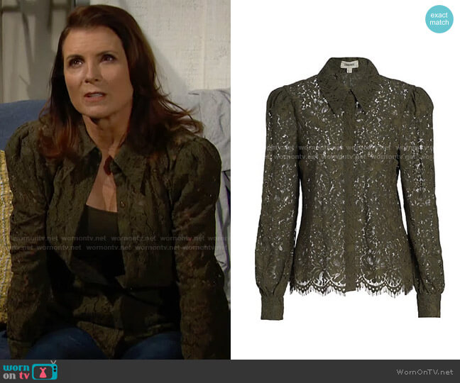 L'Agence Jenica Blouse in Army worn by Sheila Carter (Kimberlin Brown) on The Bold and the Beautiful