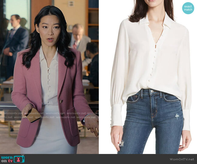 L'Agence Naomi Blouse worn by Ingrid Yun (Arden Cho) on Partner Track