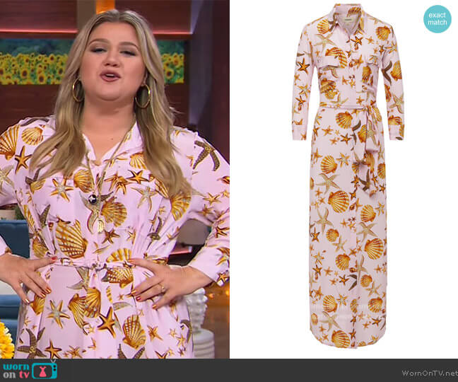 L'Agence Cameron Shirtdress in Starfish Print worn by Kelly Clarkson on The Kelly Clarkson Show